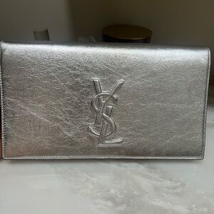 YSL silver clutch bag